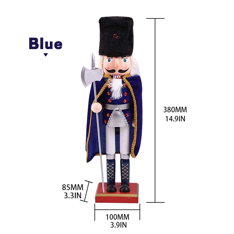Clou de noisette en bois fait main bleu avec chapeau noir et garniture dorée