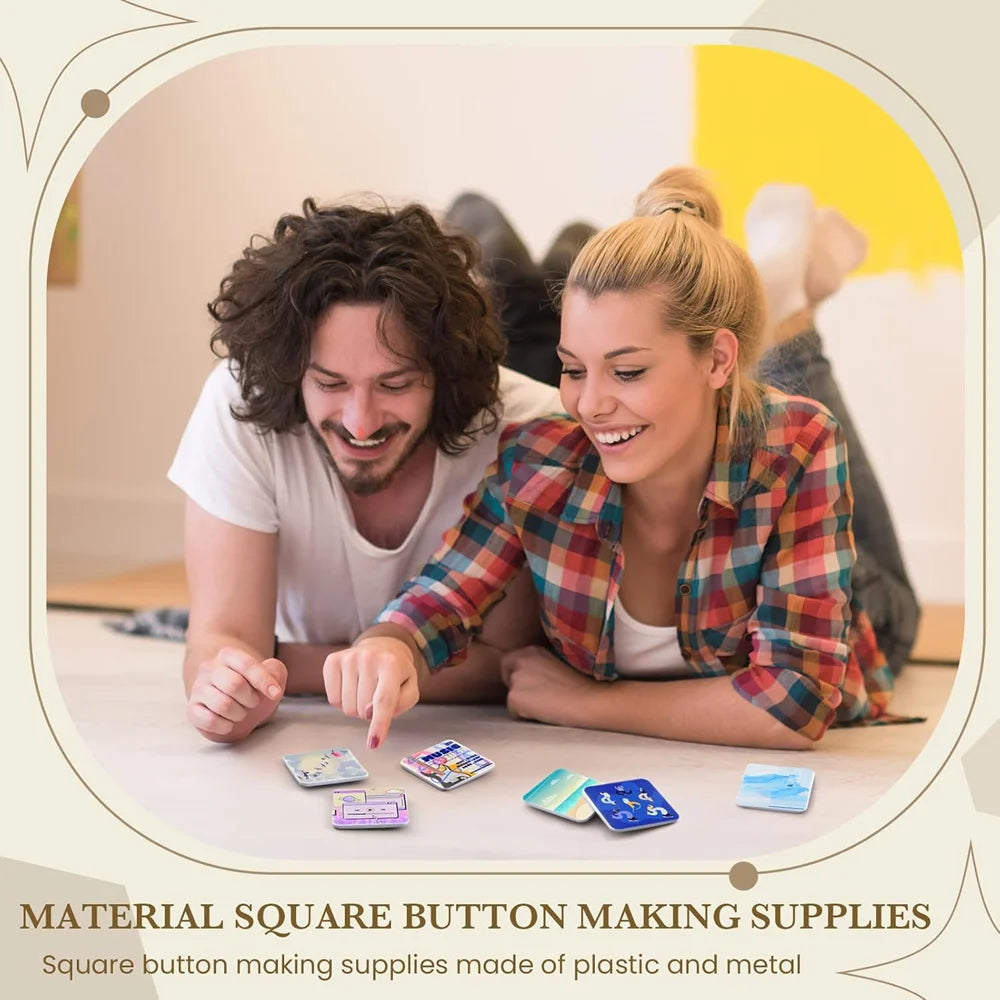 Blank Square Badge Making Kit with Magnetic Backing