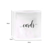 A white acrylic gift box with the word cards written on the front, shown from a top-down perspective.