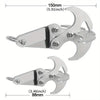 A pair of heavy duty stainless steel gravity hook multi-tools showing the size and design.