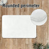White rounded perimeter doormat with a funny cat and knife design