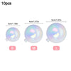 A set of four iridescent pearl-like balloon cake toppers in sizes S, M, and L, showing varying diameters.