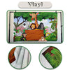 A set of vinyl decorations featuring jungle animals and foliage for a gender reveal party.