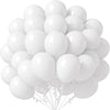 A bunch of white latex balloons tied together for party decorations
