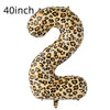 A large, gold leopard print number balloon shaped like the number 2.