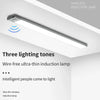 A white wireless induction lamp is mounted under a cabinet, illuminating the area.