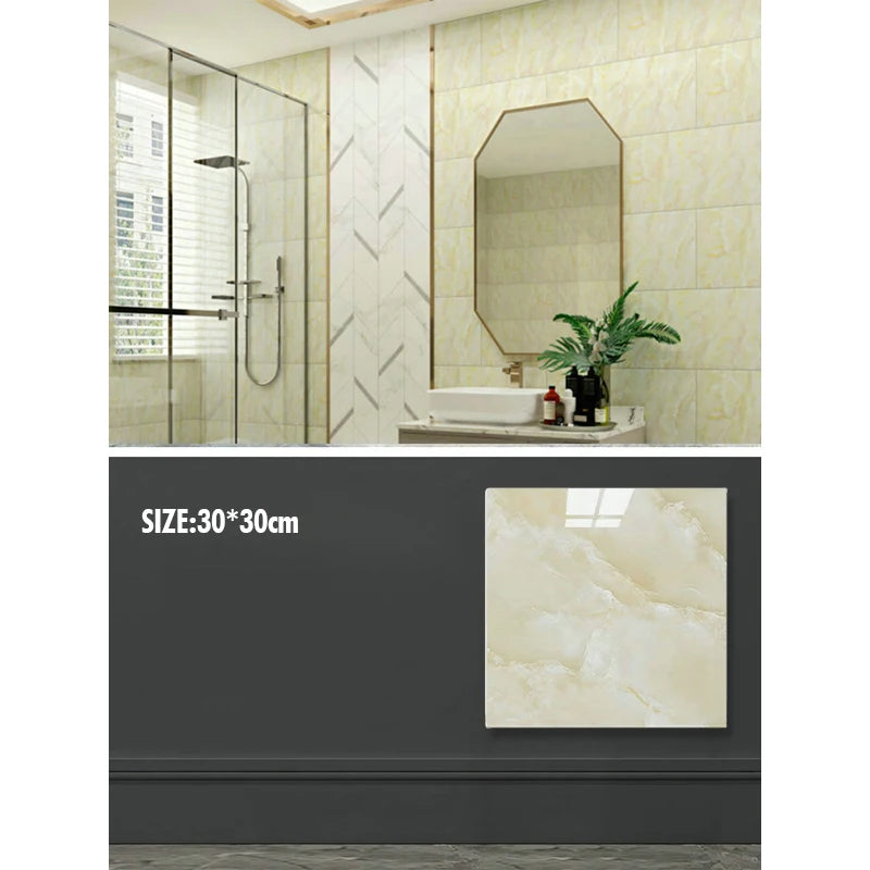 Marble wall decals featuring light beige veining used as bathroom or kitchen wall decor