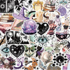 A collection of dark and mystical Halloween-themed stickers featuring skulls, witches, eyes, and floral elements.