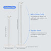 A silver acrylic balloon stand featuring a tall pole, square base, and balloon cups for parties and events.