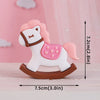 White horse baby block cake topper with pink mane and brown bridle