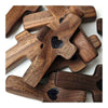 Handheld wooden cross with an epoxy heart carved into the wood for spiritual comfort