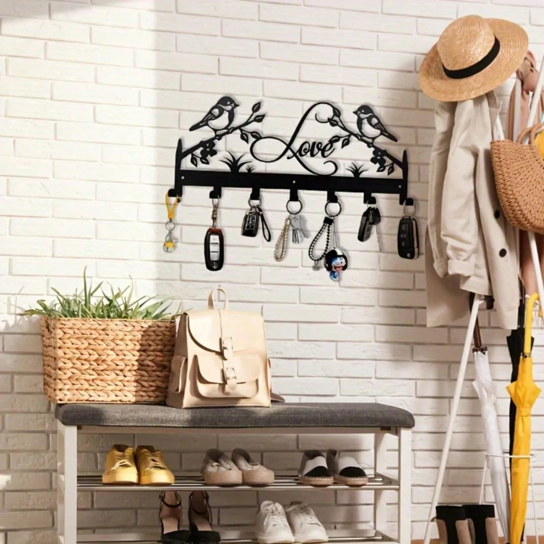 Bird Shaped Wall Hook Key Holder – Rust-Proof Metal Organizer for Keys & Jewelry