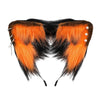 Orange and black faux fur fox ears headband for cosplay and themed parties