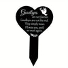 A black heart-shaped tag with white text that reads Goodbyes are not forever They simply mean I'll miss you until we meet aga