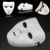A white performance mask for dance or cosplay, shown in various angles.