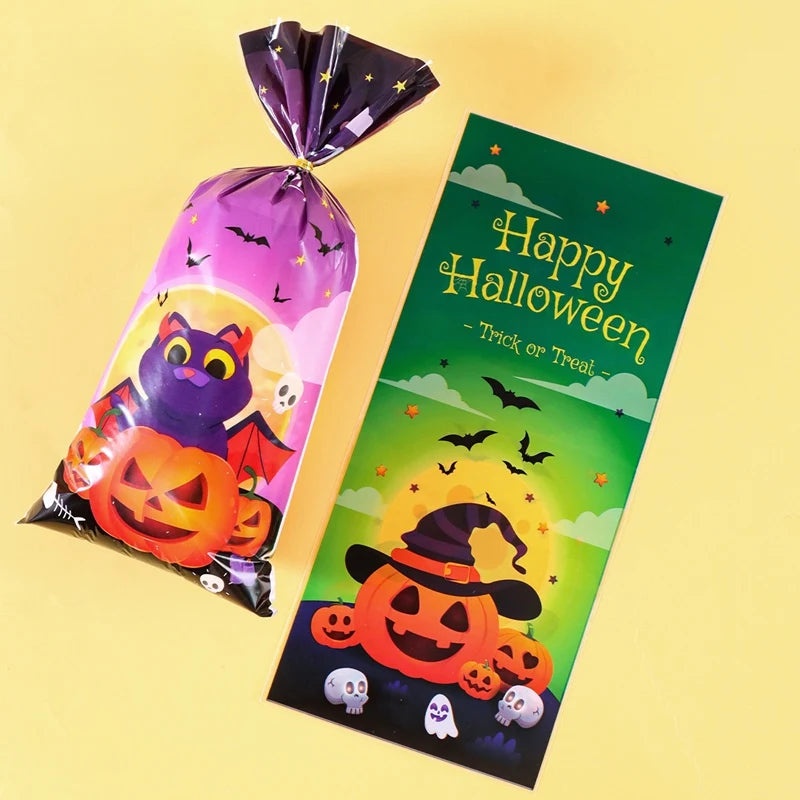 Halloween Pumpkin Candy Bags for Trick-or-Treat Party Favors