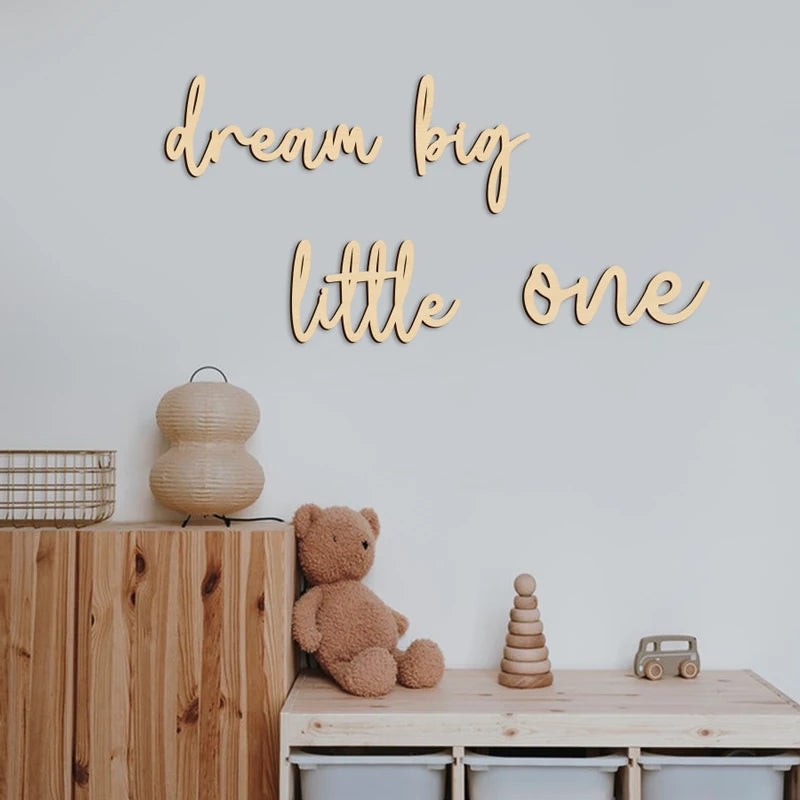 Dream Big Little One Wooden Wall Sign for Kids' Rooms