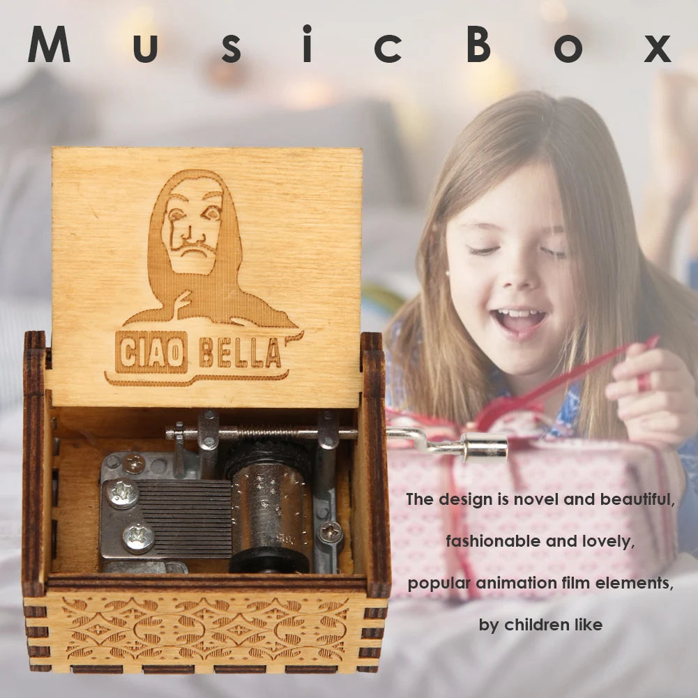 Retro Hand-Cranked Wooden Music Box