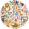 A circular arrangement of various animal stickers including lions, monkeys, elephants, and various mammals.