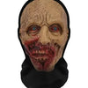 A mask resembling a grotesque, aged face with red markings and blue eyes, used for party cosplay.