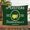 Tapiz banner verde oscuro con el texto Masters Est 1934 Tournament Augusta GA