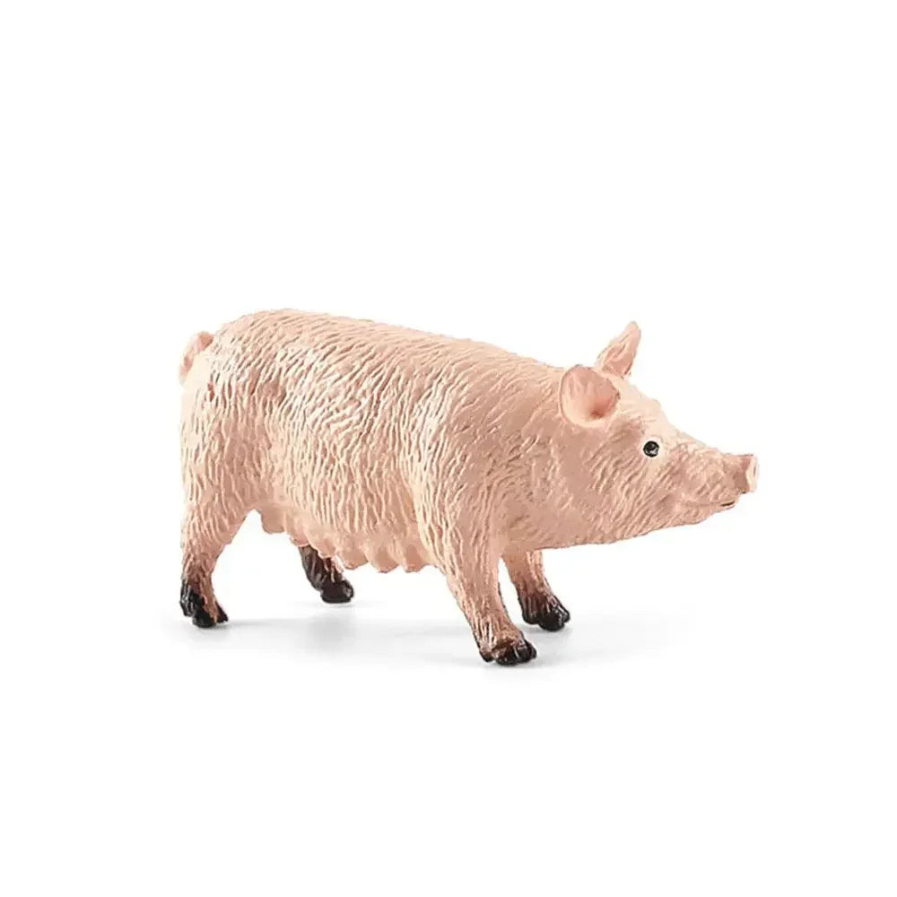 A realistic figurine of a pink pig.