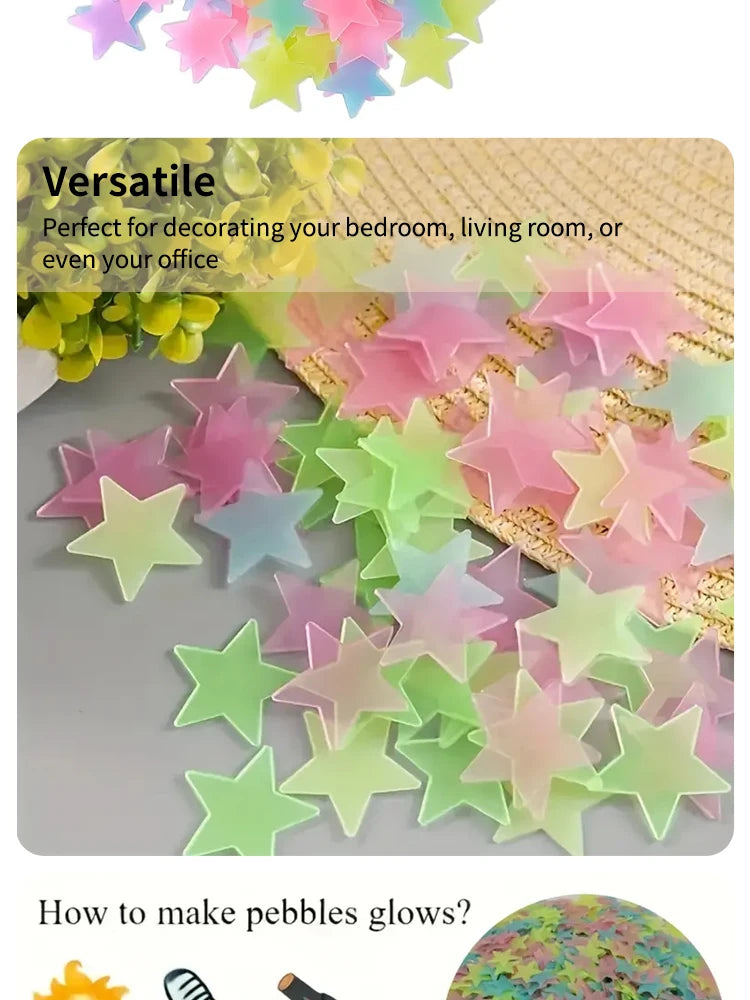 Glow-in-the-Dark Star Wall Stickers (100 Pack)