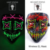 A black glowing LED mask featuring a menacing face design with various light modes, including a no-light status option.