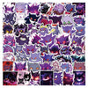 A collection of anime and cartoon character decals stickers featuring various purple, black, and pink themed figures.