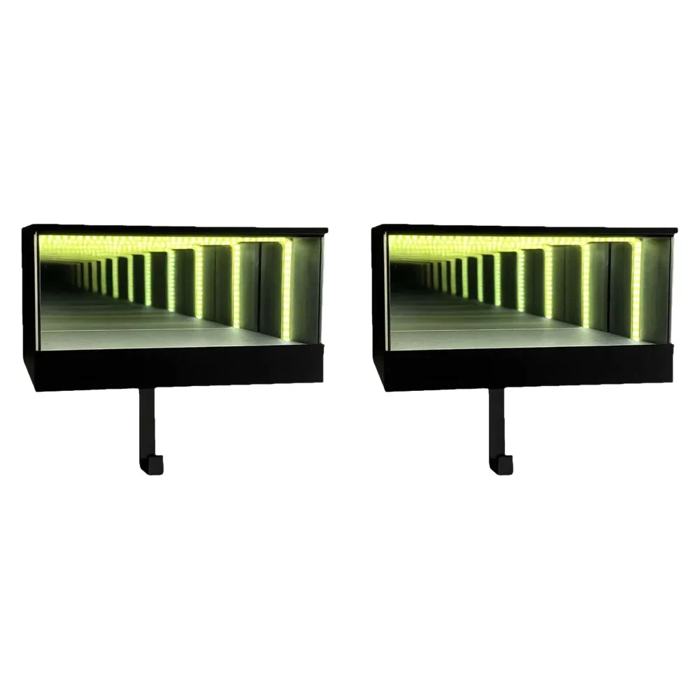 A black keychain holder featuring an LED tunnel effect light display.