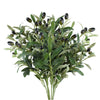 Artificial olive leaf branch with dark green leaves and small olive-colored berries for home decor