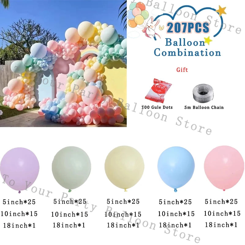 A collection of pink and blue balloons, including a balloon combination set, gift items, and various sized balloons for decor