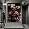 Wall art featuring a muscular man with an intense expression titled The Bone Collector by Jon Jones