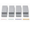 A set of precision clay bead rollers in various sizes (2mm to 5mm) and colors.