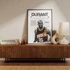 A framed canvas wall art poster featuring a portrait of Durant with the number 35 and text.