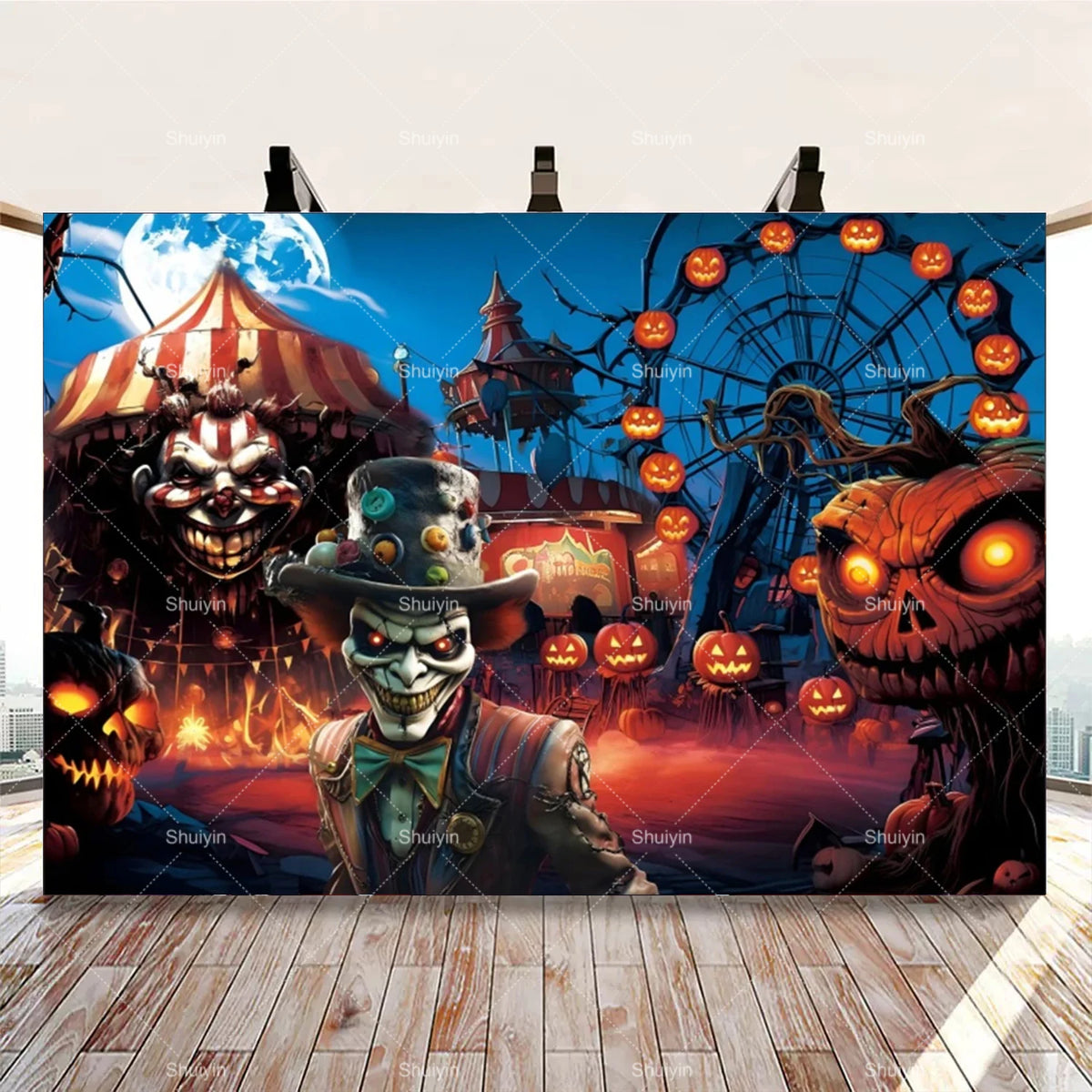 Evil Clown Circus Halloween Photography Backdrop