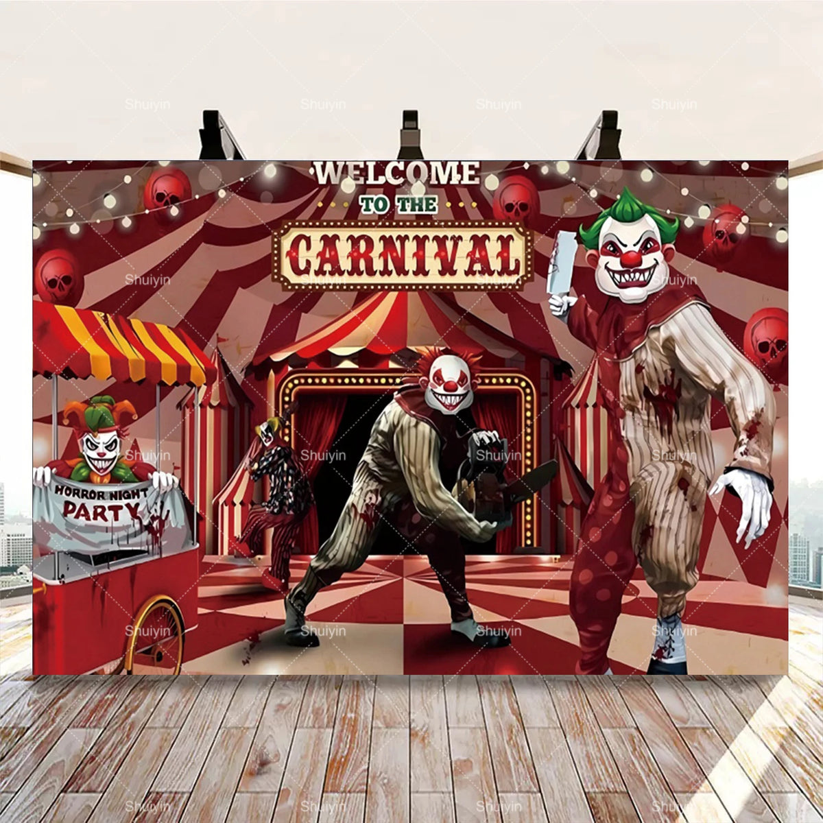 Evil Clown Circus Halloween Photography Backdrop