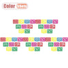 A collection of colorful papel picado bunting banners in various shades of red, pink, green, and yellow.