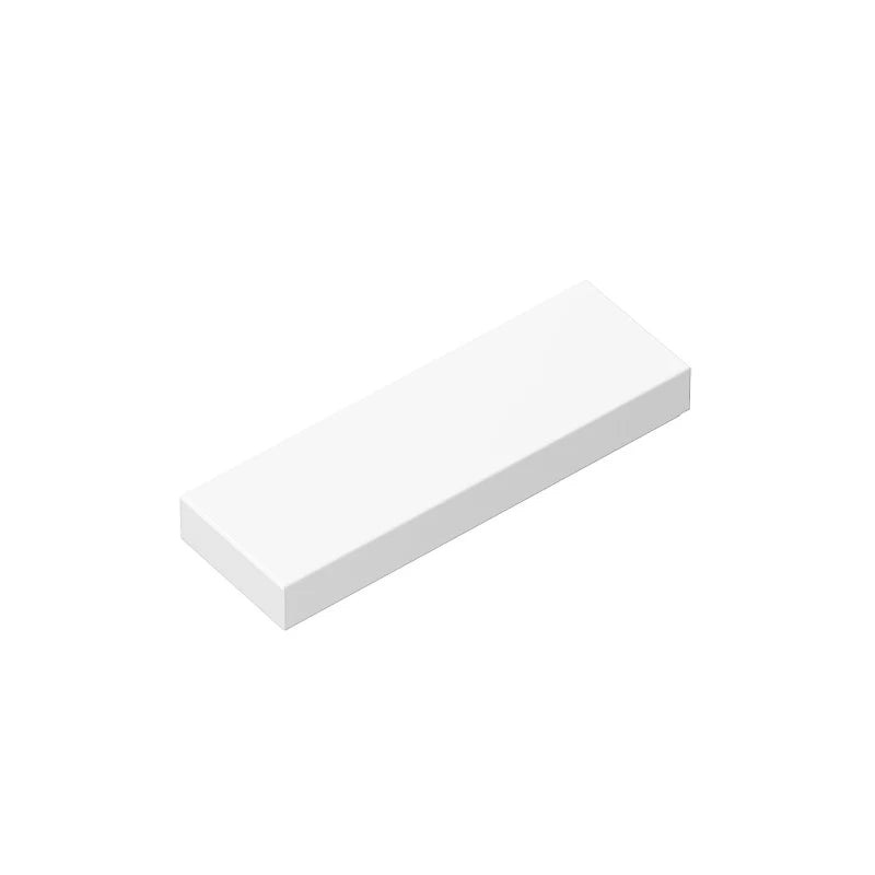 A white building brick, compatible with 1x3 smooth tile.