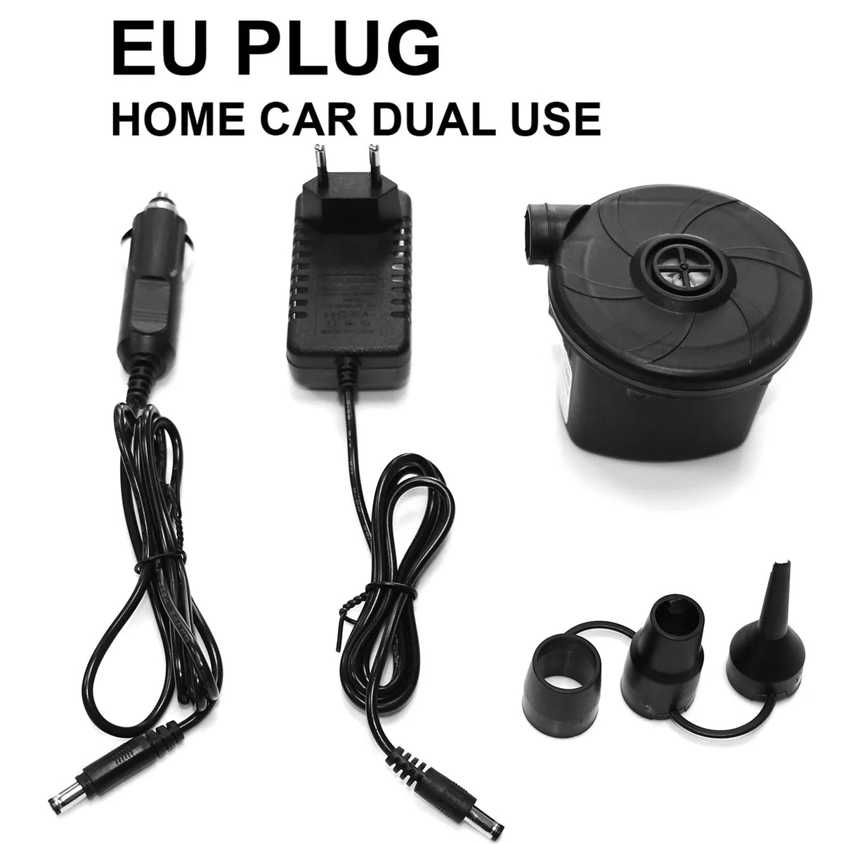 Schwarzer EU-Stecker, Dual-Use-Elektro-Luftpumpe für Heim-Auto-aufblasbare Produkte