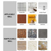 A display showing various self-adhesive heat resistant wall tiles applicable to ceramic, glass, acrylic, laminate, painted, s