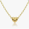 A delicate gold plated heart pendant necklace with a chain and magnetic clasp.