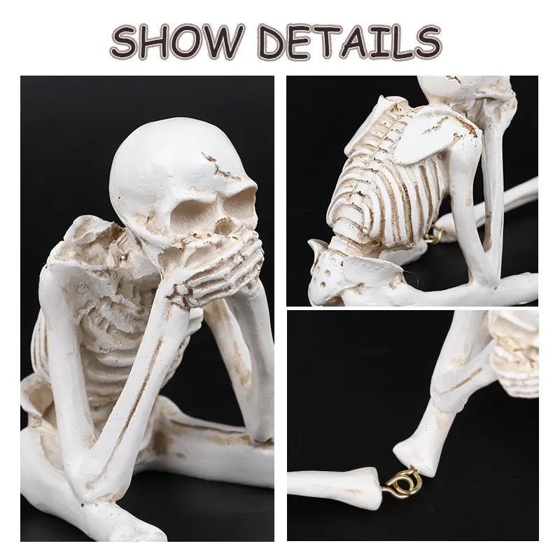 Spooky Halloween Skull Figurines Set of 3