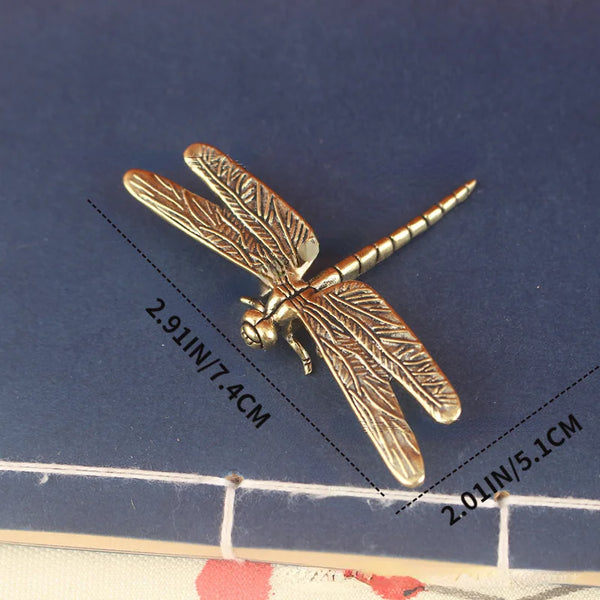 Vintage brass dragonfly desk decor with dimensions 2.91in by 2.01in