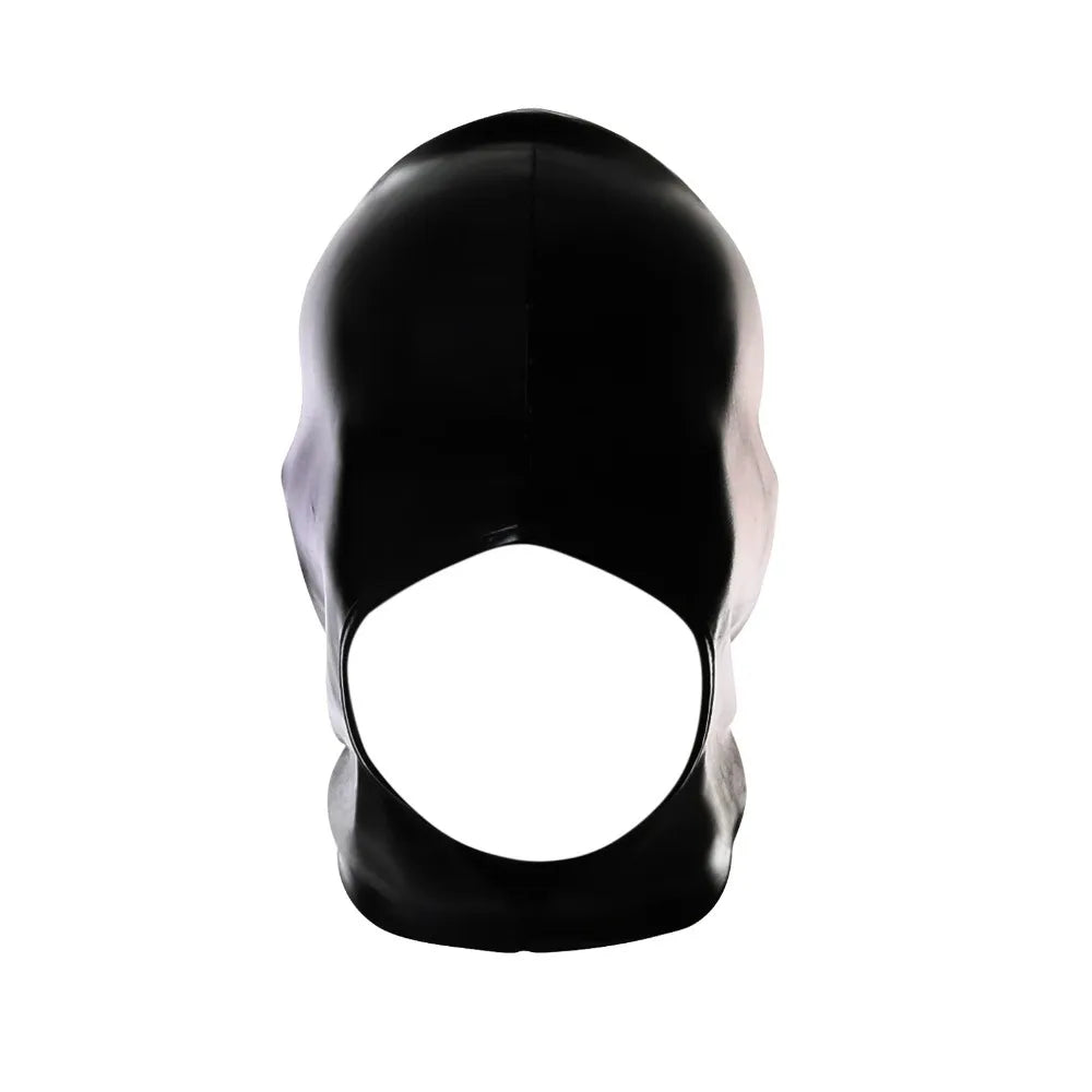 Black gothic faux leather hood mask with blindfold