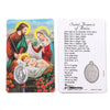 A religious card featuring Saint Francis of Assisi and a depiction of the infant Jesus with a pendant.