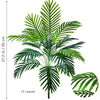 Realistic artificial palm tree featuring vibrant green silk leaves.