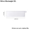 Silver Rectangle XL dessert cake board, 40mm high and 130mm long, sold in a 100-piece pack.