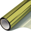Roll of olive green privacy window film showing the rolled edge and a section of the material.