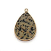 A teardrop-shaped natural agate and rose quartz pendant charm with a gold-colored bail.